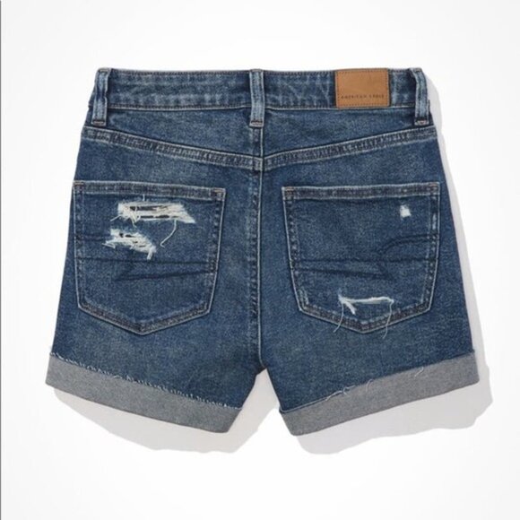 NWT AMERICAN EAGLE Super High Rise Cuffed Mom Short Sz 00 Stretch - Picture 5 of 13